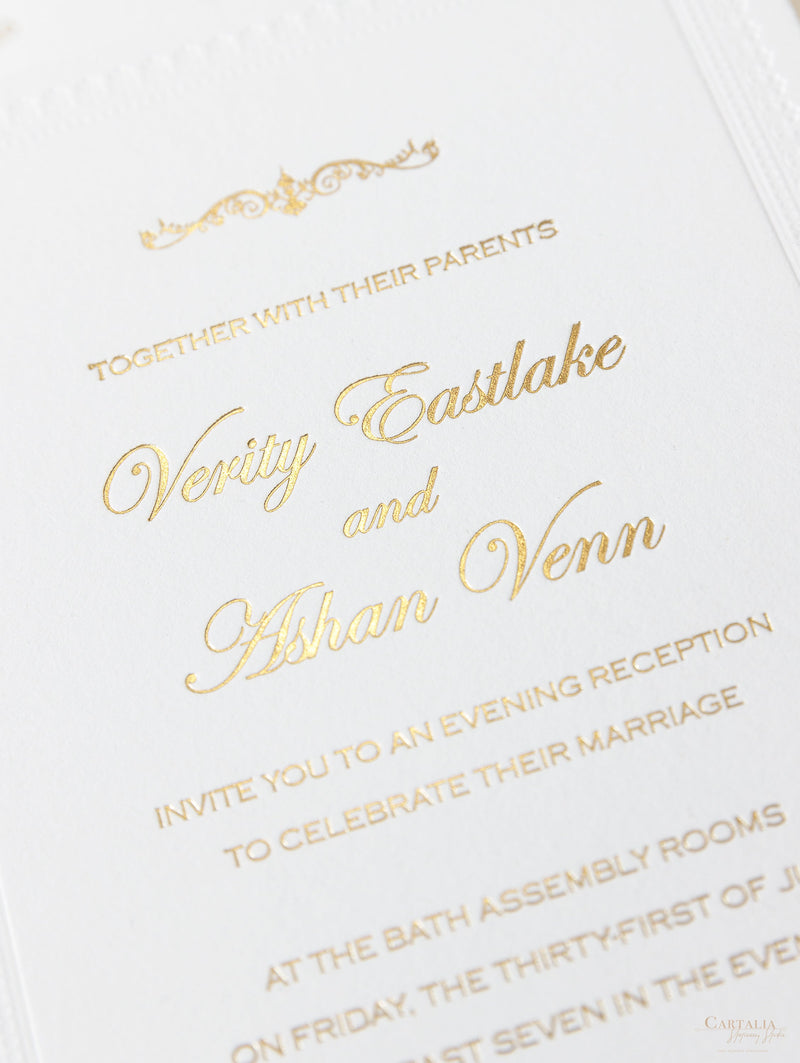 Debossed Embossed 710gsm Luxury Foiled  Elegant Day Invitation