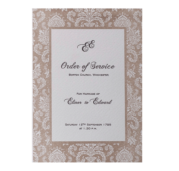 Embossed Damasque Order of Service / Menu