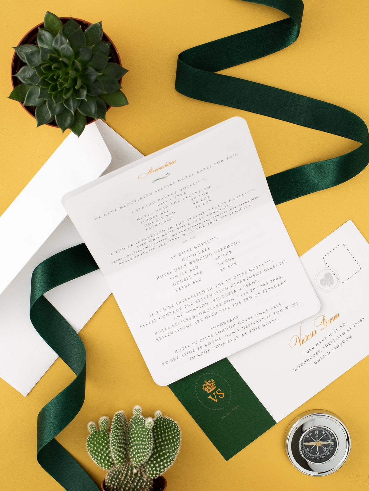 Invitation de mariage au Passport vert mexicain avec un vrai feuille d'or