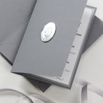 Letterpress Open Folder Pocket Invitation Suite with Mirror Tag