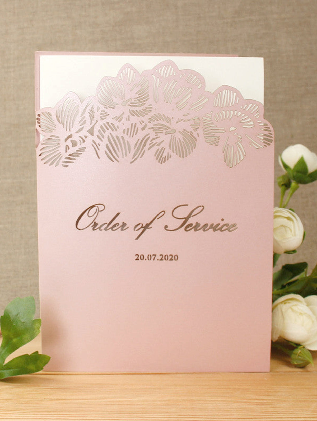 Intricate Orchid Laser Cut Gatefold Wedding Order of Service / Menu