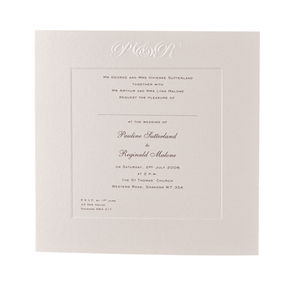 Luxury Embossed Metallic White Evening Invitation