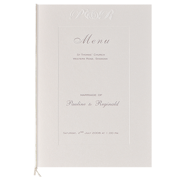 Luxury Embossed Metallic White Order of Service / Menu