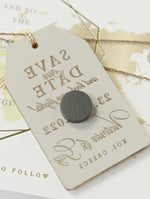 Wedding Save the Date Card with Rose Gold Plexi Mirror Luggage Magnet