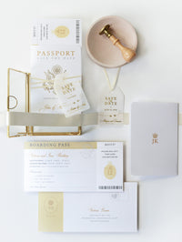 Passport Wedding Save the Date Vellum with Gold Foil Boarding Pass, Wedding Abroad, Destination Wedding, Travel Wedding, Plane Ticket