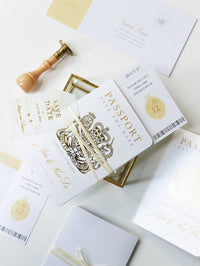 Passport Wedding Save the Date Vellum with Gold Foil Boarding Pass, Wedding Abroad, Destination Wedding, Travel Wedding, Plane Ticket