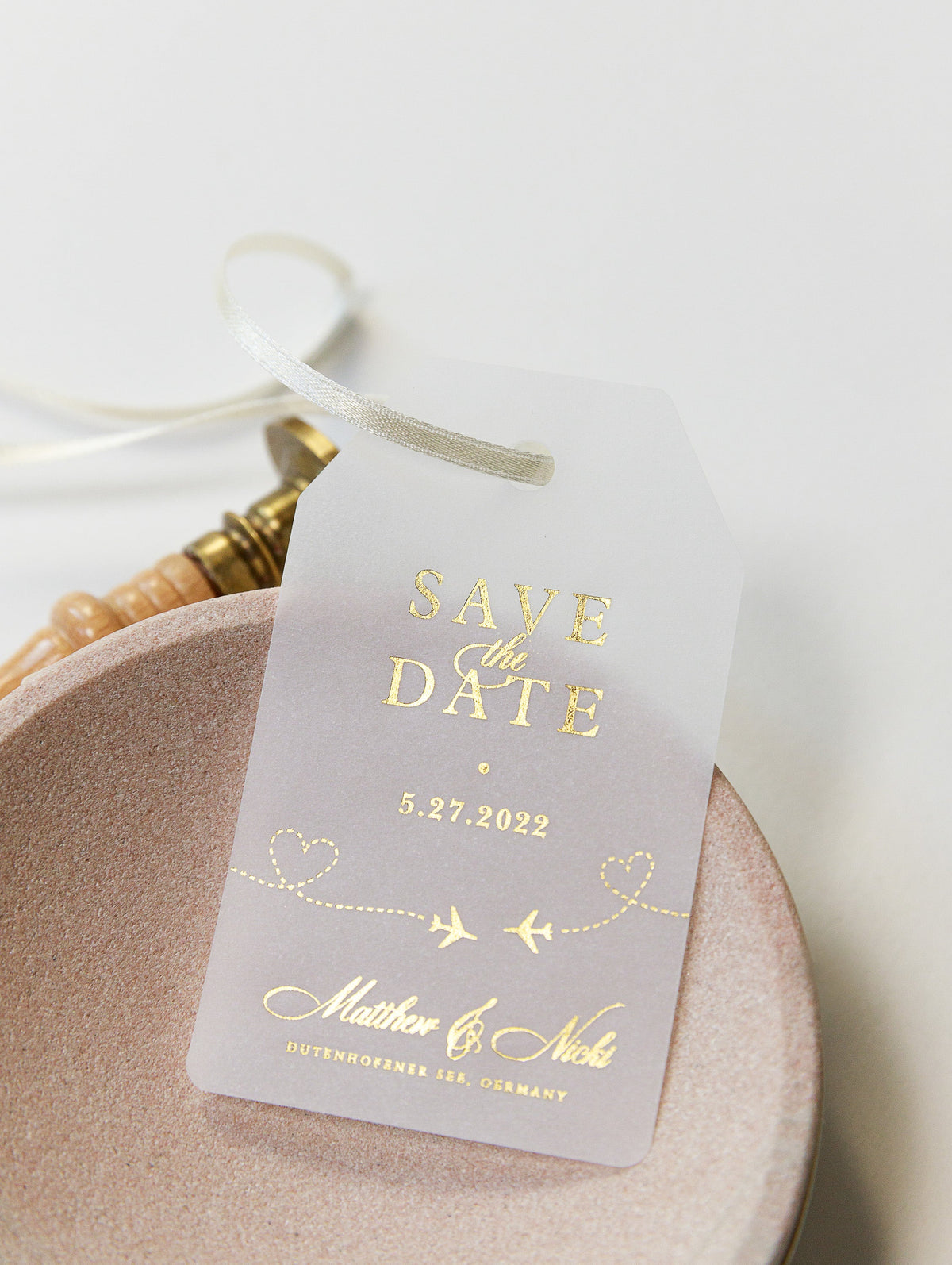 Passport Wedding Save the Date Vellum with Gold Foil Boarding Pass, Wedding Abroad, Destination Wedding, Travel Wedding, Plane Ticket