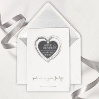 Plexi Heart Save the Date Aimant dans le miroir en papier d'or rose avec carte