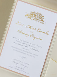 Lieu: invitations de mariage Hedsor House en poche | Commission sur mesure L&D