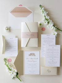 Lieu: invitations de mariage Hedsor House en poche | Commission sur mesure L&D