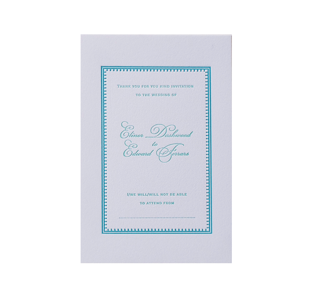 Mint Letterpress Wedding Reply Card, RSVP