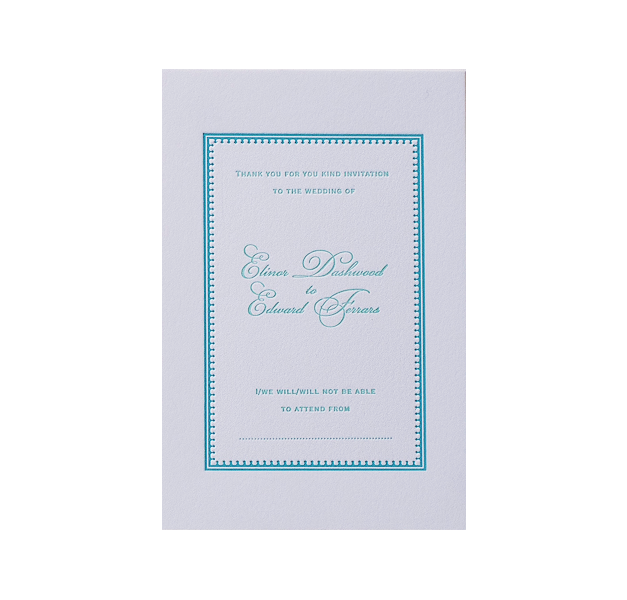 Mint Letterpress Wedding Reply Card, Rsvp