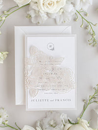 Intricate Laser Cut Rose Detail Evening Invitation