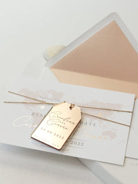 Imán de destino de lujo en tarjeta Plexi con espejo dorado rosa para guardar la fecha