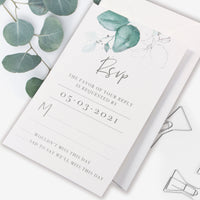 Eucalyptus Silver RSVP Carte + enveloppe
