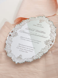 Luxury Boxed Invitation : a Decadent Mirror Silver Plexi Wedding Invitation - Engraved