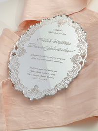 Luxury Boxed Invitation : a Decadent Mirror Silver Plexi Wedding Invitation - Engraved