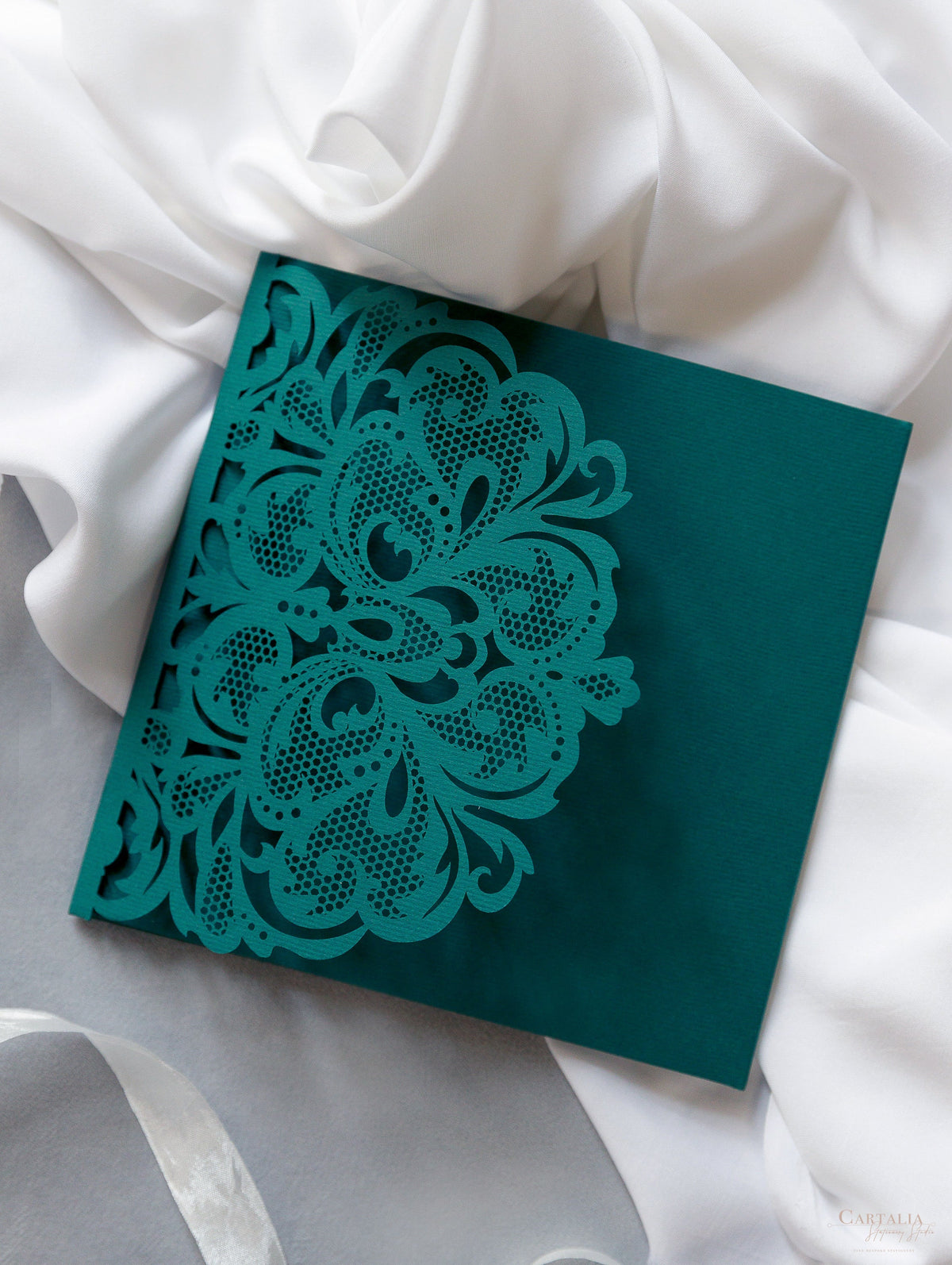 Luxury Old Gold Opulence Laser Cut Lace Pocketfold Wedding Invitation Suite with 3 Tier:  Guest Info & Travel & RSVP Card