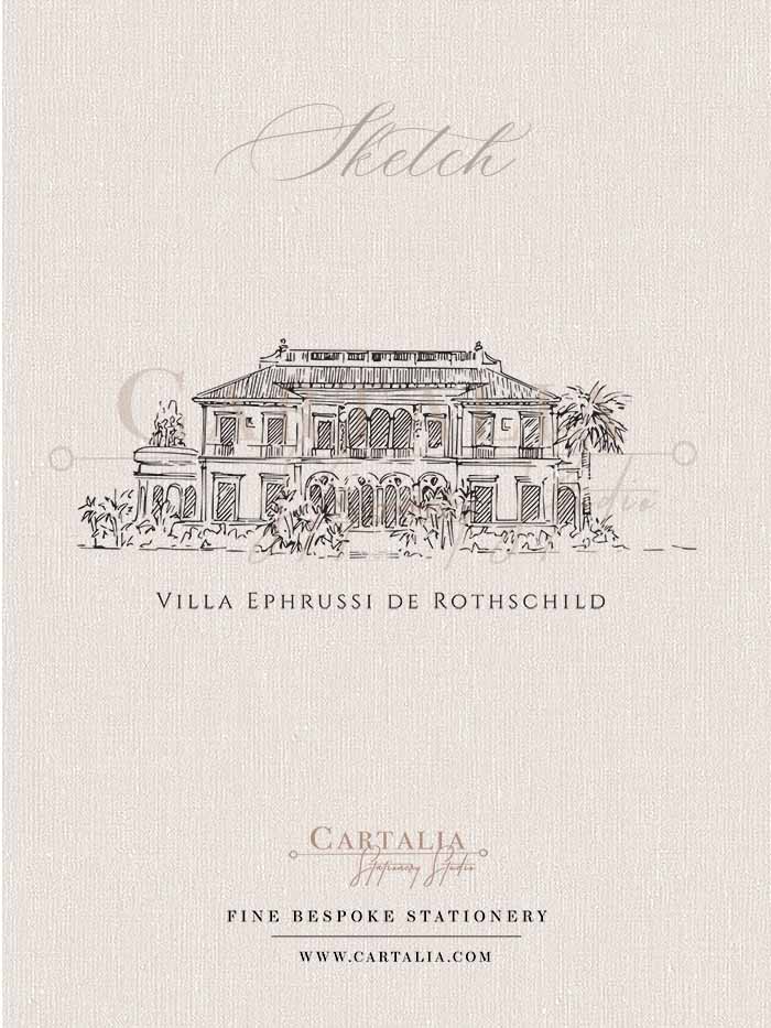 Croquis de Villa Ephrussi de Rothschild pour le mariage