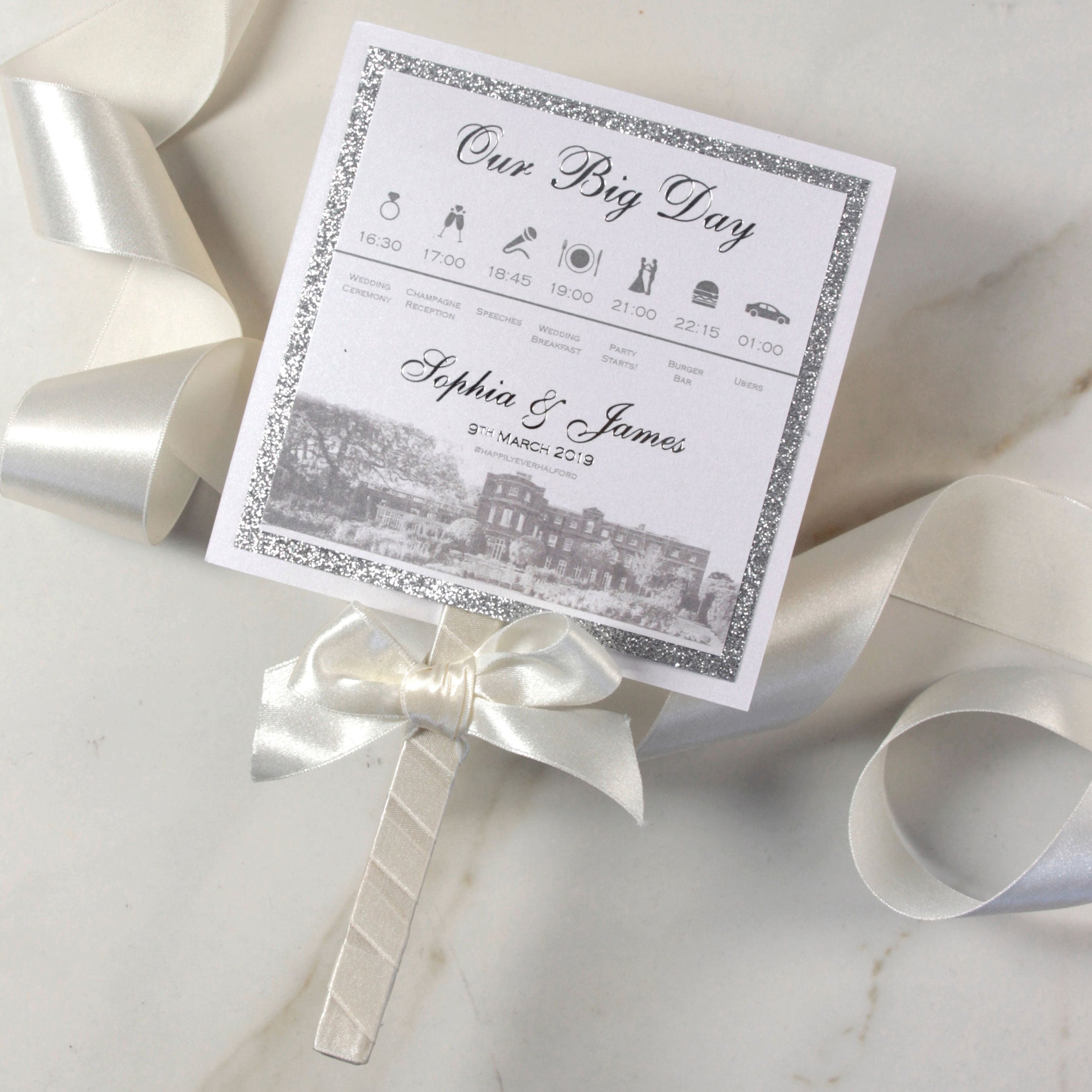 Wedding paddle fans top
