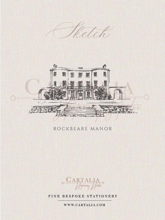 Schizzo di Rockbeare Manor per inviti di nozze