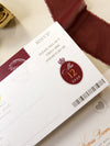 Passport Wedding Invitation Regal Deep Red with Shimmering Foil + Boarding Pass Style Rsvp