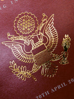 Invito a nozze con passaporto Regal rosso intenso con lamina scintillante + stile carta d'imbarco RSVP