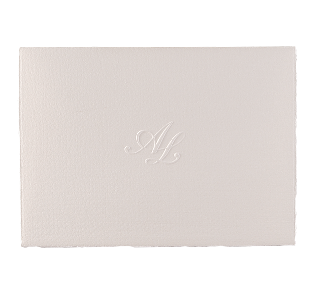 Luxury Hand Made Torn Edge Italian Paper with Embossed Monogram Traditional Wedding Invitation