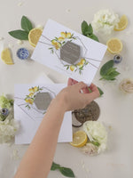 Segna la data al limone siciliano con specchio in plexi esagonale, calamita per matrimonio
