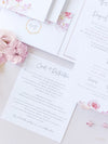 Tasca per peonie e rose con acquerelli e oro rosa | Commissione A&amp;R su misura