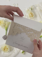 Classic Elegance Laser cut Evening Invitation in Cream and Champagne Metallic Colours