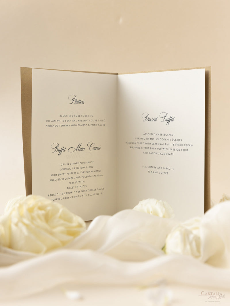 Rose romantiche tagliate al laser Ordine di servizio/Scheda menu