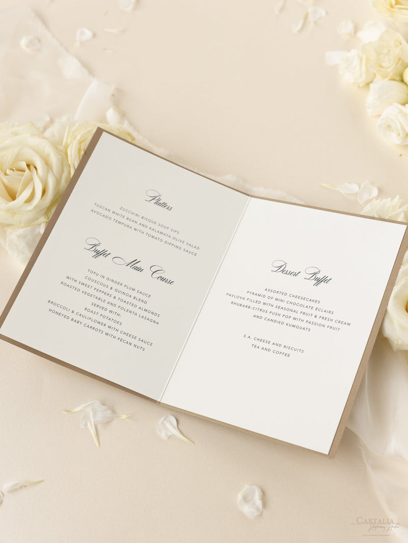 Rose romantiche tagliate al laser Ordine di servizio/Scheda menu