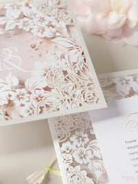 Romantic Intricate Laser Cut Pocket Thank you Card