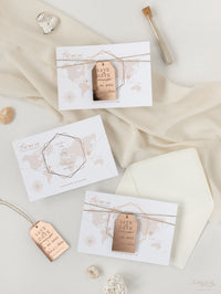 Mariage Save the Date Carte avec Rose Gold Plexi Mirror Mirror Sangage Aimant