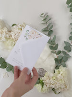 White Hydrangea RSVP Card with Matching Envelope