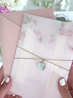 Invito per il giorno in pergamena e RSVP │Fiore di peonie rosa acquerello │ Plexiglass specchiato argento