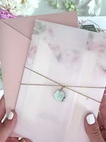 Invito per il giorno in pergamena e RSVP │Fiore di peonie rosa acquerello │ Plexiglass specchiato argento