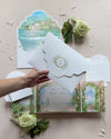 Villa del Balbianello Luxury Wedding Invitation Suite | Pocketstyle Folio with Watercolour Venue and Gold Foil |  Lake Como Wedding