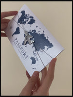 Portafoglio da viaggio FOLDER argento e blu navy: lussuosa suite per inviti per passaporto di nozze in tasca e etichetta a specchio