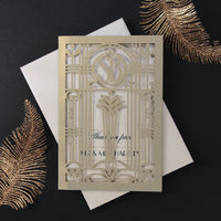 Golden Hollywood Lasercut Gate, Great Gatsby Reception / Evening Invitation