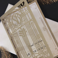 Golden Hollywood Lasercut Gate, Great Gatsby Réception / Invitation en soirée