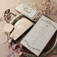 Luxury Elegant Rose Gold Foil complexe Nom de table ornementale Numéro laser Cut laser