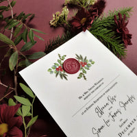 Mistletoe Kiss |  Christmas Wedding Invitations with Wax Seal Monogram Vellum Suite