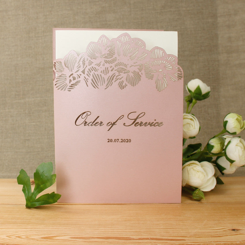 Orchidée complexe Laser Cut Gatefold Wedding Order of Service / Menu