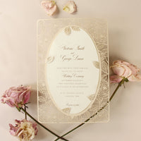 Champagne Romantic Roses Mirror Laser Cut le jour du mariage Invitation