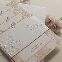 Luxury 800 GSM Invitation de mariage damasque en relief en relief