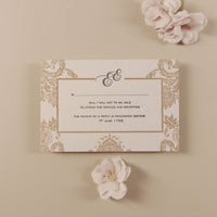 Invitación de boda de lujo en relieve de 800 g/m² con diseño de damasco