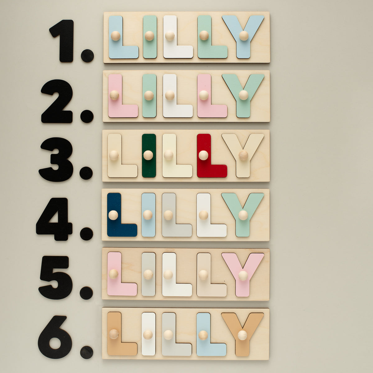 Puzzle unici con nomi per bambini | Giocattoli in legno | Forma delle lettere