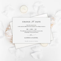 Modern Script Change the Date- Wedding Postponement Card